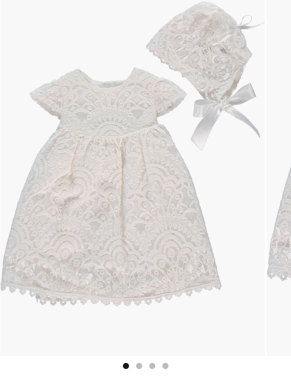 Carriage Boutique Cream Lace Formal Dress with Bonnet